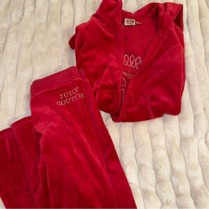 Juicy Couture Vibrant Red Velour Hoodie